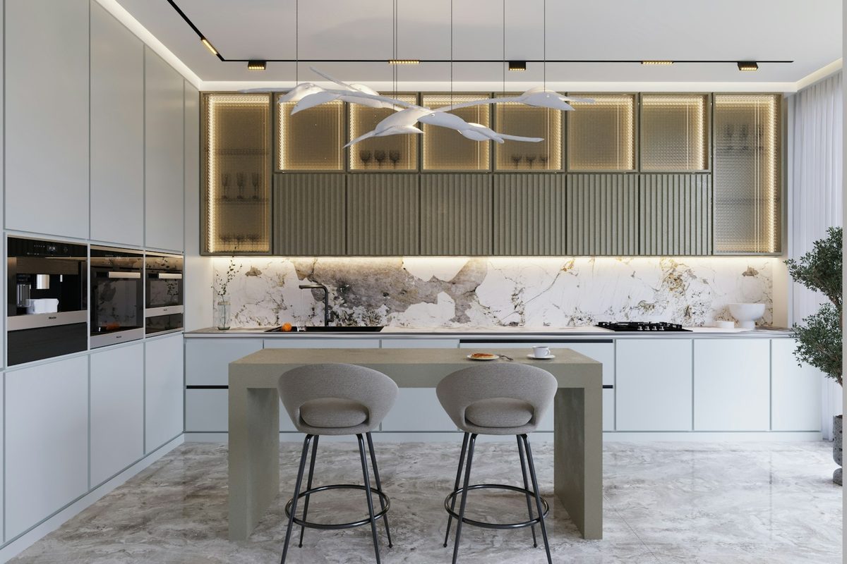 Modular kitchen with island
